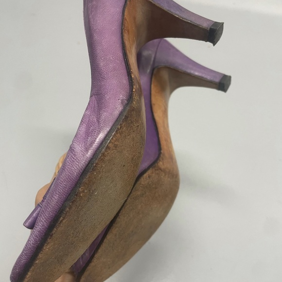 Ferragamo Vintage Purple Peep Toe Bow Pumps - Picture 5 of 5